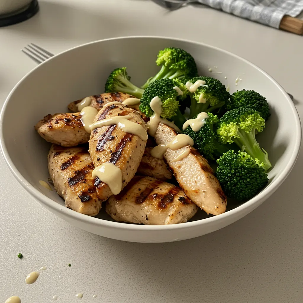 BEST RECIPE for Grilled Chicken & Broccoli Bowls with Creamy Garlic Sauce - secondary view